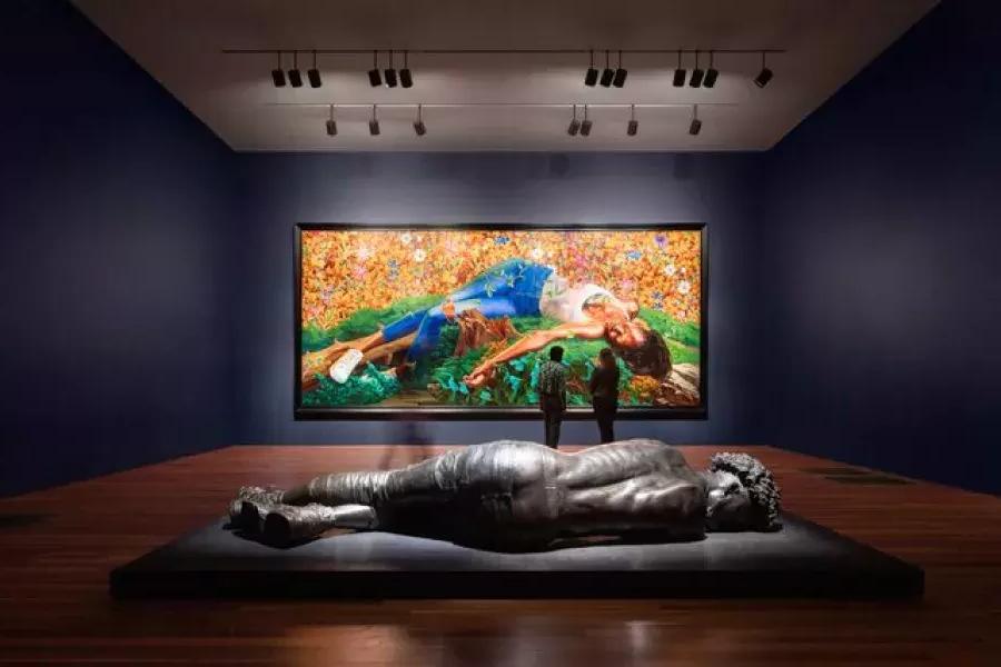 Part of the deYoung's Kehinde Wiley exhibit.